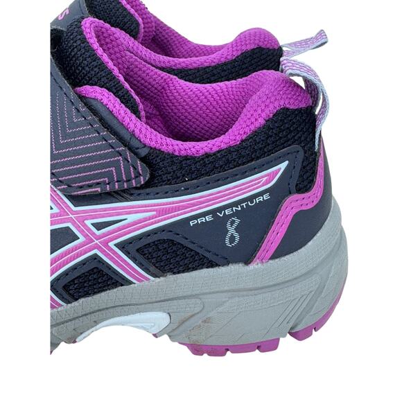 Asics Pre Venture 8 PS Running Shoes Unisex Kids Size 10 Black Purple 1014A170 - Picture 8 of 9